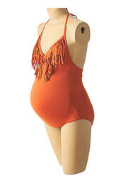 Maillot de bain maternité empiècements marron CACHE COEUR femme