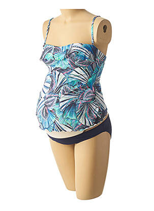 Maillot de bain maternité imprimé fleurs bleu CACHE COEUR femme