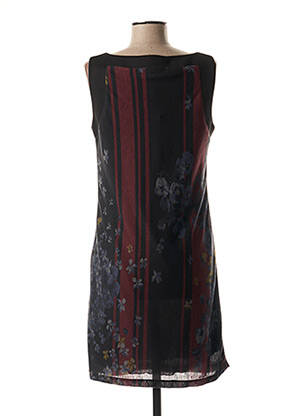 Robe mi-longue imprimé fleurs sans manche noir LA FEE MARABOUTEE femme
