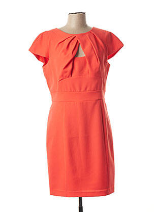 Robe mi-longue tissage crêpe manches courtes orange SINEQUANONE femme