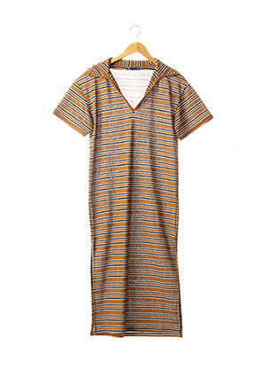 Robe mi-longue manches courtes manches courtes marron ZARA femme