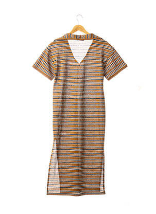Robe mi-longue manches courtes manches courtes marron ZARA femme