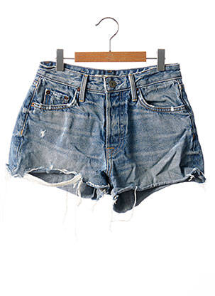 Short fermeture zippée sous rabat boutonné taille haute bleu GRLFRND femme