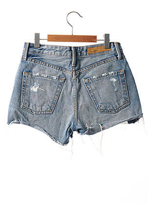 Short fermeture zippée sous rabat boutonné taille haute bleu GRLFRND femme