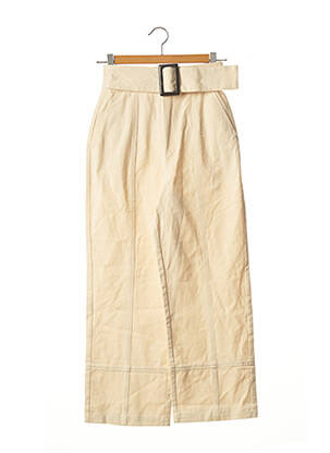 Pantalon droit tissage popeline taille haute beige TULAROSA femme
