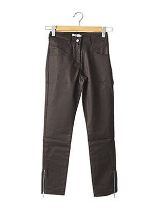 Pantalon droit fermeture zippée sous rabat boutonné taille normale marron PAUL BRIAL femme