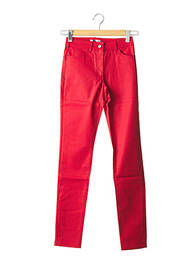 Pantalon droit fermeture zippée sous rabat boutonné taille normale rouge PAUL BRIAL femme