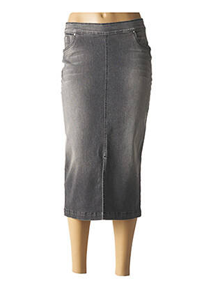 Jupe mi-longue stretch gris PAUL BRIAL femme