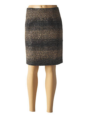 Jupe mi-longue coupe droite marron PAUL BRIAL femme