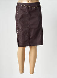 Jupe mi-longue fermeture zip latéral marron PAUL BRIAL femme