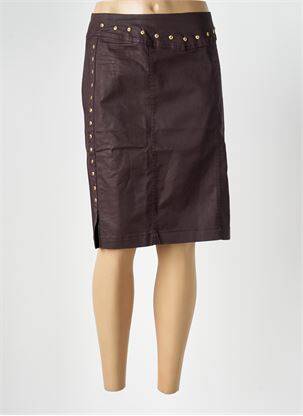 Jupe mi-longue fermeture zip latéral marron PAUL BRIAL femme