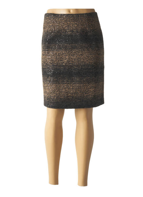 Jupe mi-longue coupe droite marron PAUL BRIAL femme