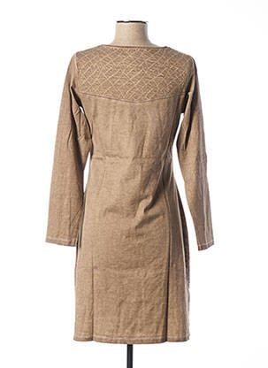 Robe mi-longue manches longues manches longues beige MALOKA femme
