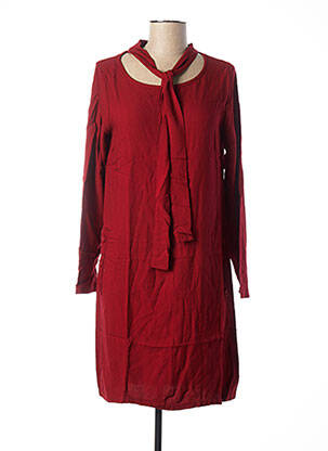 Robe mi-longue manches longues manches longues rouge MALOKA femme