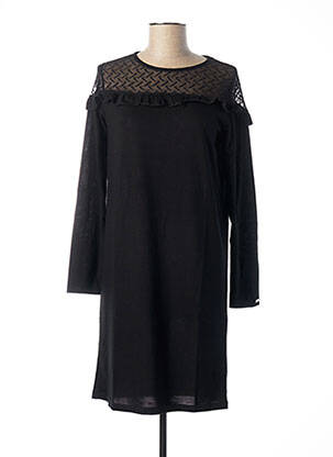 Robe mi-longue manches longues manches longues noir MALOKA femme