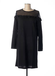 Robe mi-longue manches longues manches longues noir MALOKA femme