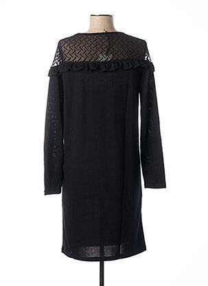 Robe mi-longue manches longues manches longues noir MALOKA femme
