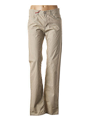 Pantalon droit fermeture zippée sous rabat boutonné taille normale beige TRUSSARDI JEANS femme