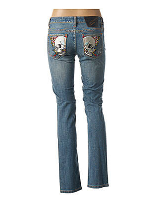 Jeans coupe slim broderie rivets taille normale bleu ED HARDY femme