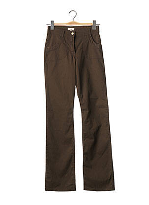 Pantalon droit fermeture zippée sous rabat boutonné taille normale vert ERNEST femme
