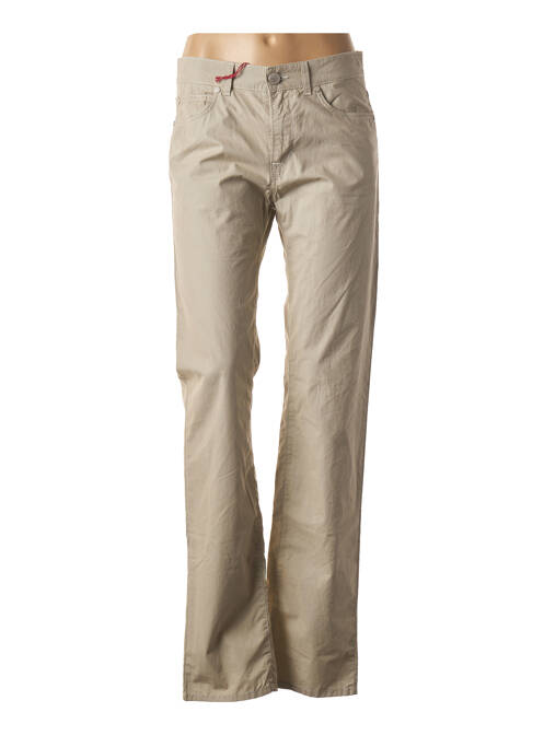 Pantalon droit fermeture zippée sous rabat boutonné taille normale beige TRUSSARDI JEANS femme