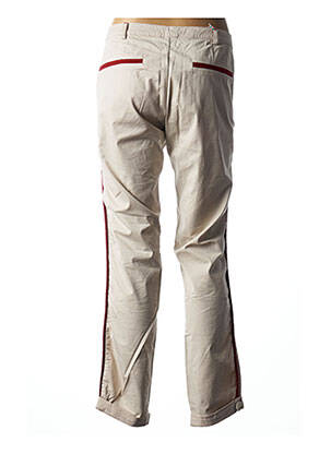 Pantalon chino broderie galons latéraux taille normale beige BARB'ONE femme