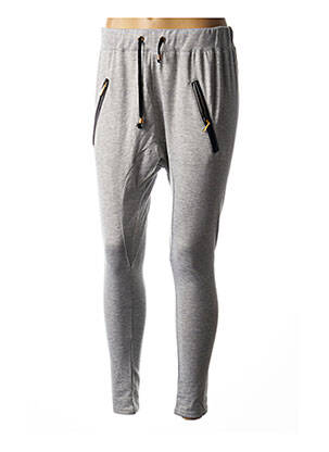 Pantalon slim taille élastique gris JOLIFLY J&F femme