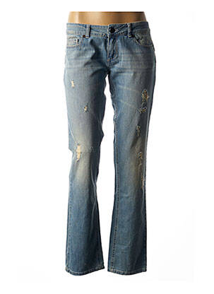 Jeans coupe droite effet usé délavé taille basse bleu TWINSET femme