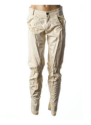 Pantalon droit tissage popeline taille normale beige FREESOUL femme