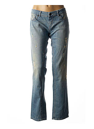 Jeans coupe droite effet usé délavé taille basse bleu TWINSET femme