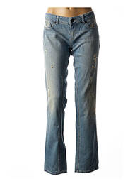 Jeans coupe droite effet usé délavé taille basse bleu TWINSET femme
