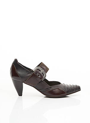 Escarpins tissage satiné talon de 7 à 9cm marron FIDJI femme