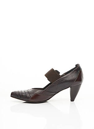 Escarpins tissage satiné talon de 7 à 9cm marron FIDJI femme