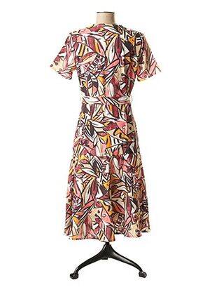 Robe mi-longue imprimé fantaisie manches courtes rose LA FEE MARABOUTEE femme