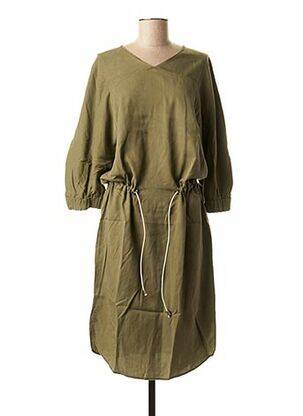 Robe mi-longue col v vert LA FEE MARABOUTEE femme