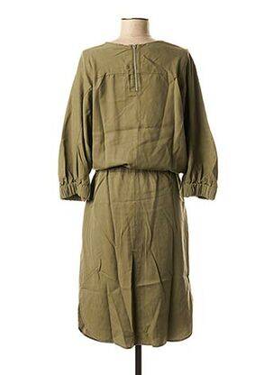 Robe mi-longue col v vert LA FEE MARABOUTEE femme