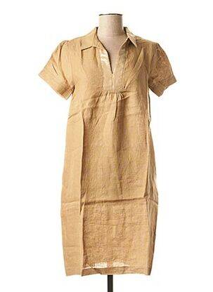 Robe mi-longue manches courtes manches courtes marron LA FEE MARABOUTEE femme