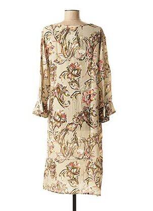 Robe mi-longue imprimé fleurs vert LA FEE MARABOUTEE femme