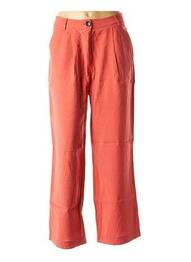 Pantalon droit fermeture zippée sous rabat boutonné taille normale orange LA FEE MARABOUTEE femme