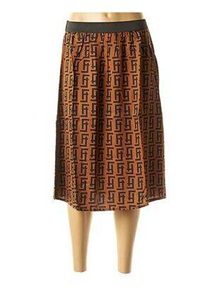 Jupe mi-longue coupe évasée marron LA FEE MARABOUTEE femme
