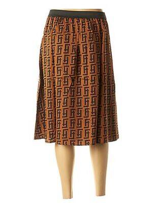 Jupe mi-longue coupe évasée marron LA FEE MARABOUTEE femme