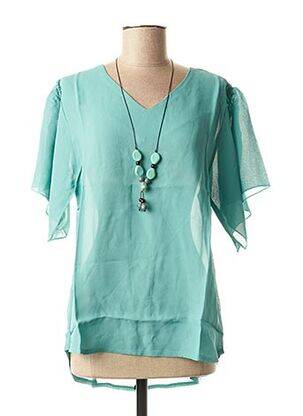 Blouse légère et transparente manches courtes bleu LA FEE MARABOUTEE femme
