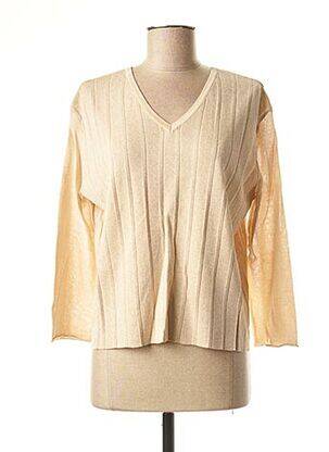 Pull coupe droite manches 3/4 beige LA FEE MARABOUTEE femme