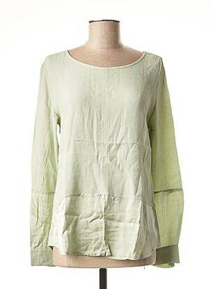 Top tissage crêpe manches longues vert LA FEE MARABOUTEE femme