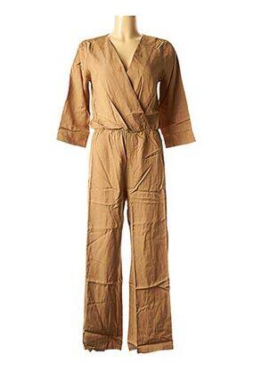 Combi-pantalon col cache-coeur marron LA FEE MARABOUTEE femme