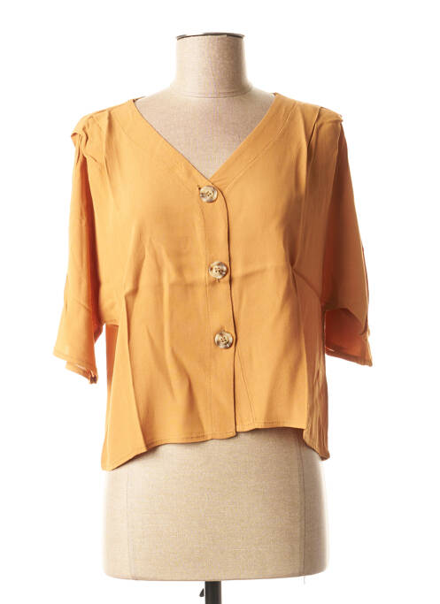 Gilet manches courtes fermeture boutonnée sur le devant marron LA FEE MARABOUTEE femme