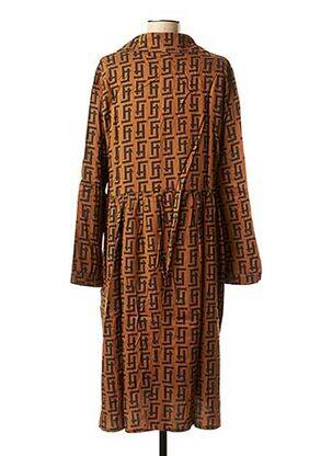 Robe mi-longue imprimé fantaisie manches longues marron LA FEE MARABOUTEE femme