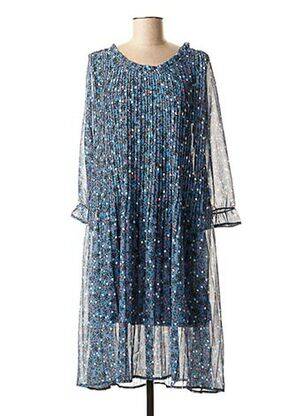 Robe mi-longue imprimé fantaisie manches longues bleu LA FEE MARABOUTEE femme