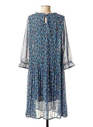 Robe mi-longue imprimé fantaisie manches longues bleu LA FEE MARABOUTEE femme