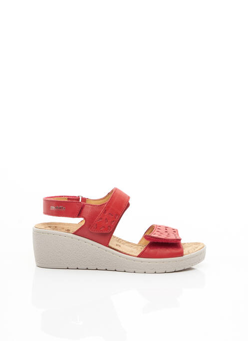 Sandales/nu pieds matière lisse talon de 7 à 9cm rouge MOBILS femme